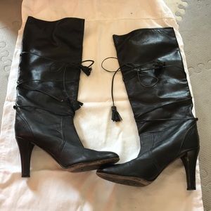 Banana Republic Black Leather Wrap Boots Sz 9.5